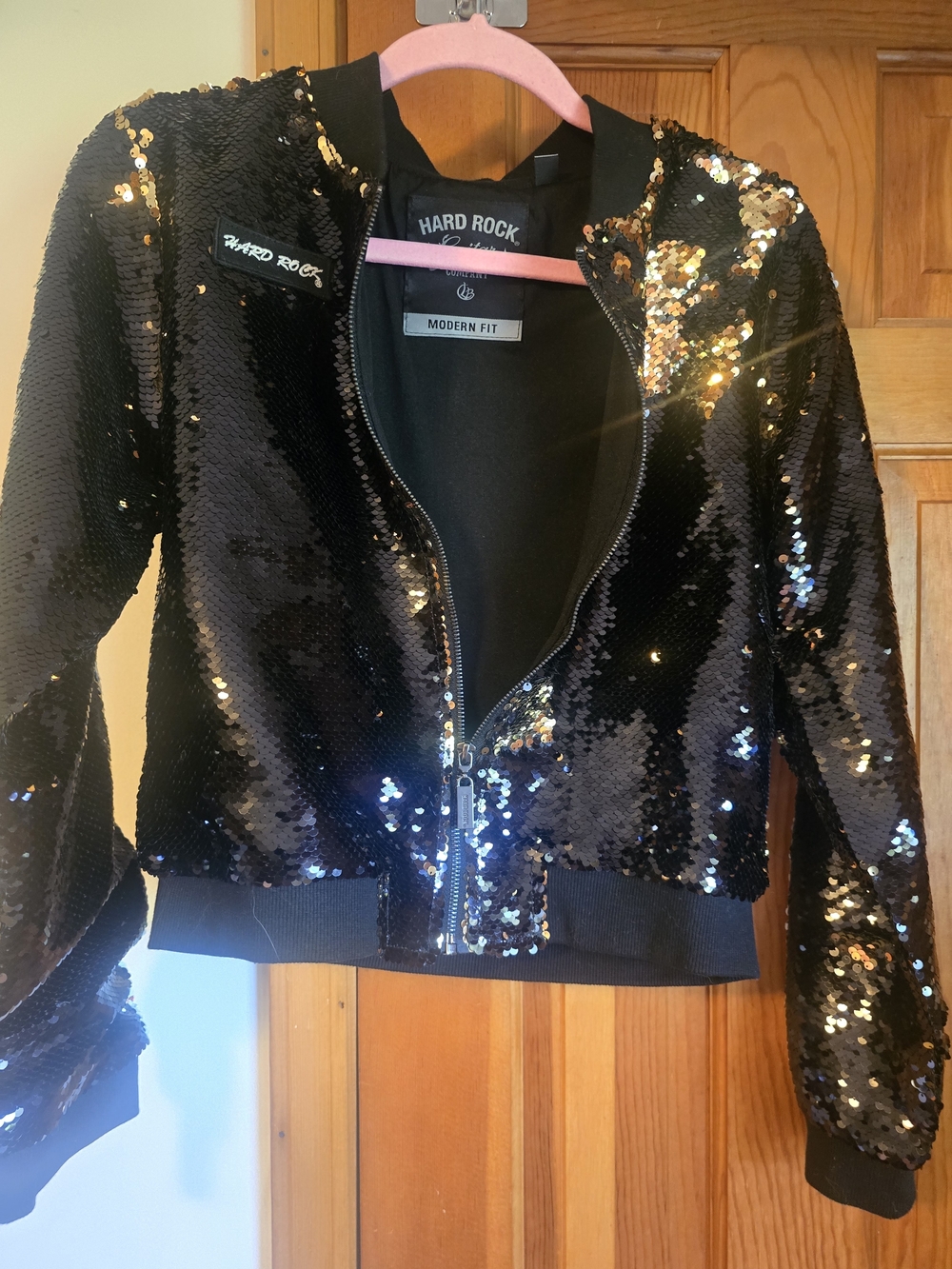 Hard Rock Cafe Sequin Bomber Jacket - Black